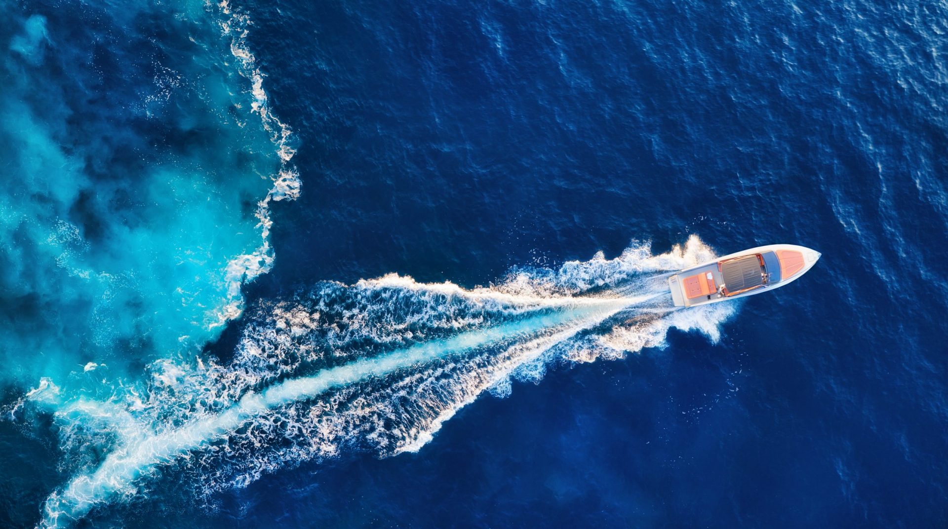 Croatia. Yachts on the sea’s surface. Aerial view of a luxury yacht on the blue Adriatic Sea on a sunny day. Travel – image