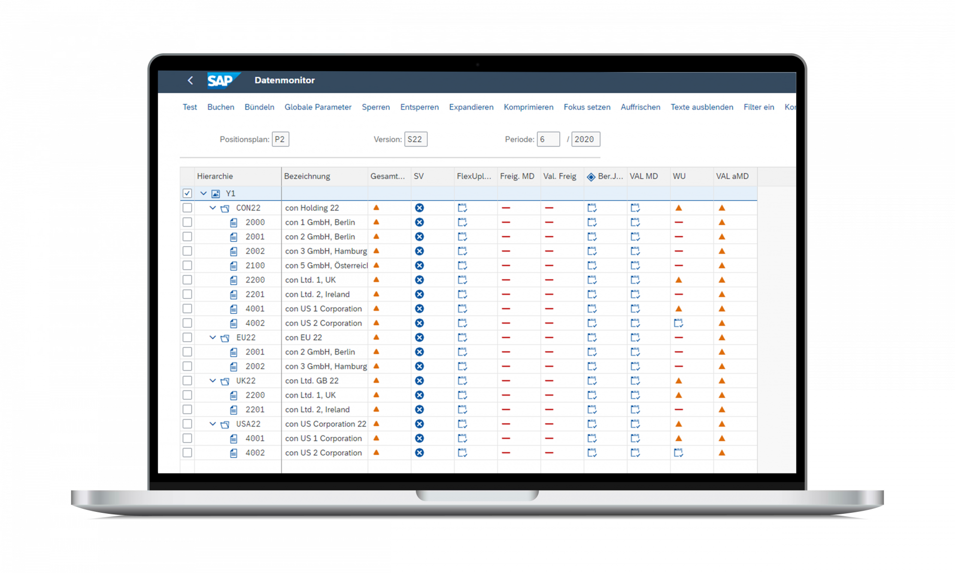 Screenshot SAP S4HANA Software für Group Reporting Konzernkonsolidierung